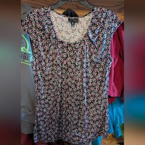 Worthington Black and Red Floral Blouse